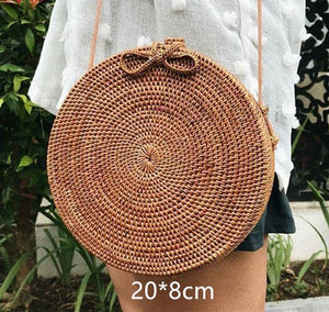 Fashion Women Summer Rattan Bags Round Square Straw Bag Handmade Woven Beach Crossbody Bags Circle Bohemia Bali Handbags