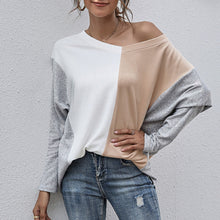 Load image into Gallery viewer, Fashion Women T-shirt Stitching Long Sleeve Shirt 2021 Spring Autumn Casual Tops Lady 2XL Comfy Splicing T-shirt V Neck Shirts