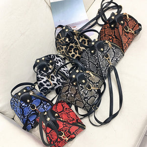 Fashion Women's Trend Large Capacity Leather Wristlets Bag Female Snack Print Bag High Street Quality Ladies Purses