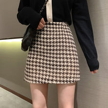Load image into Gallery viewer, Fashion Women's skirt Woolen Plaid High Waist Slim Buttocks Short Mini Woman skirts Black Beige 1080