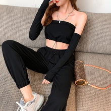 Load image into Gallery viewer, Fashion suit tube top and leggings three-piece leisure sports women&#39;s 2021 summer fashion women&#39;s clothing