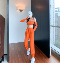 Load image into Gallery viewer, Fashion suit tube top and leggings three-piece leisure sports women&#39;s 2021 summer fashion women&#39;s clothing