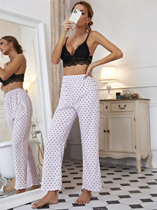 Fashon Lace Bralette Pant Suit Women&#39;s Nightwear Sexy Sleepwear Dot Print Pajamas Set Girls Summer Clothes