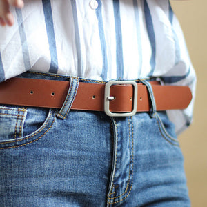 Faux Leather Square Buckle Belts Women Casual Solid Wild Adjustable Belts Decoration Ladies Fashion Accessories For Jeans Dress