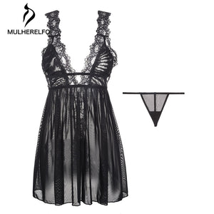 Female Lace Sexy Nightgown Women Sleepwear V Neck Sleeveless Backless Night Dress Woman Mini Sexy Lingerie For Women Nightie