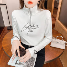 Load image into Gallery viewer, Fleece High-neck Brushed Women&#39;s Bottoming Shirt Autumn and Winter 2021 New Zipper Long-sleeved T-shirt Top Women