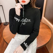 Load image into Gallery viewer, Fleece High-neck Brushed Women&#39;s Bottoming Shirt Autumn and Winter 2021 New Zipper Long-sleeved T-shirt Top Women