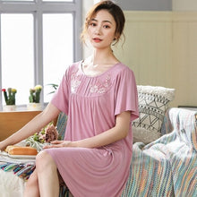 Load image into Gallery viewer, Floral Night Dress Women Sleepwear Plus Size 3XL Ladies Nightwear Elegant Women Nightgown Homewear New Summer Home Dress Nightie