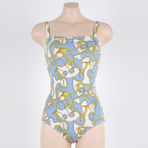 Floral Pint One Piece Swimsuit Women Swimwear Straps Monokini Bathing Suit Removable Pad Beach Wear Open Back