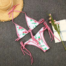 Load image into Gallery viewer, Floral Print Bathing Suit Women 2021 Sexy Backless Triangle Bikini Bandage Push Up Bra Swimwear Lady Low Waist String Bikini Set