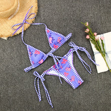 Load image into Gallery viewer, Floral Print Bathing Suit Women 2021 Sexy Backless Triangle Bikini Bandage Push Up Bra Swimwear Lady Low Waist String Bikini Set