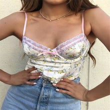 Load image into Gallery viewer, Floral Print Camis Short Vest 2021 New Fashion Summer Sexy Mes Stitching Bottoming Crop Tops for Women Patchwork Cute Tops