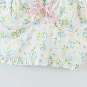 Floral Print Camis Short Vest 2021 New Fashion Summer Sexy Mes Stitching Bottoming Crop Tops for Women Patchwork Cute Tops