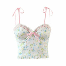 Load image into Gallery viewer, Floral Print Camis Short Vest 2021 New Fashion Summer Sexy Mes Stitching Bottoming Crop Tops for Women Patchwork Cute Tops