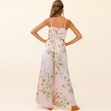 Load image into Gallery viewer, Floral Print Wide Leg Split Fork V Neck Sleeveless Sling Rompers Women Casual Streetwear Beach Party Holiday Jumpsuits