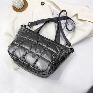 Folds Small Tote Padded Handbags Designer Quilted Women Shoulder Bags Luxury Nylon Down Cotton Underarm Bag Winter Purse 2022