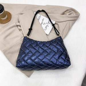 Folds Small Tote Padded Handbags Designer Quilted Women Shoulder Bags Luxury Nylon Down Cotton Underarm Bag Winter Purse 2022