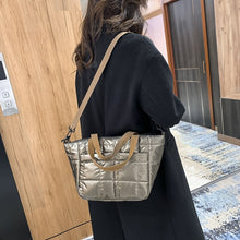 Load image into Gallery viewer, Folds Small Tote Padded Handbags Designer Quilted Women Shoulder Bags Luxury Nylon Down Cotton Underarm Bag Winter Purse 2022