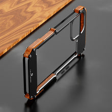 Load image into Gallery viewer, For iPhone 14 13 12 11 Pro Max 12 Mini SE 2020 X 10 6 6s 7 8 Plus XR XS Case Aluminum Bumper Metal &amp; Wood Shockproof Phone Case