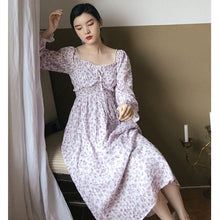 Load image into Gallery viewer, French Beaded Strapless Sexy Vestido Floral Feminina Purple Sweet Romantic Chiffon Print Fairy Dress Fall Dresses for women 2021