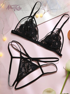 French Bra and Panty Underwear Set Lace Sexy Push-up Bras Lingerie Sets Comfortable Brassiere Wire Free Embroidery Lace Bralette