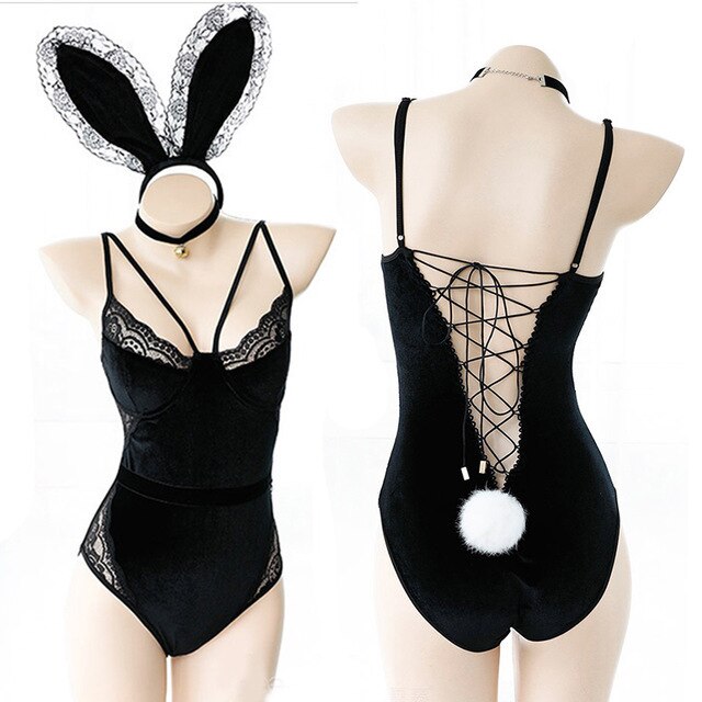 French Bunny Girl Sexy Lingerie Anime Cosplay Costumes Rabbit Outfit Bodysuit Woman Wrapped Chest Sweet Gift for Girlfriend