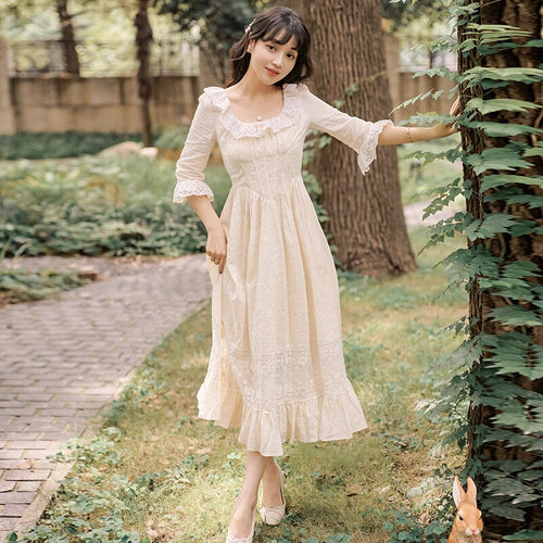 French Elegant Dress Women Fashion High End Fairy Dress Spring 2021 New Round Neck Sweet Ruffled Flared Sleeve Gentle Vestidos