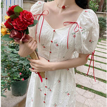 Load image into Gallery viewer, French Elegant Floral Dress Women Summer Casual V-Neck Sweet Split Midi Dress Korean 2021 Puff Sleeve Vintage Party Fairy Dress