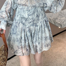 Load image into Gallery viewer, French Fairy V-neck Sunscreen Floral Shirt High Waist Skirt Two-piece Sets Women Conjuntos De Vestido Summer 2021 Ensemble Femme