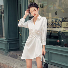 Load image into Gallery viewer, French Niche Waist Elegant Casual Dress Female 2021 Spring Fall Korean Women Temperament Was Thin Waist Shirt Dress Vestidos