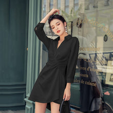 Load image into Gallery viewer, French Niche Waist Elegant Casual Dress Female 2021 Spring Fall Korean Women Temperament Was Thin Waist Shirt Dress Vestidos