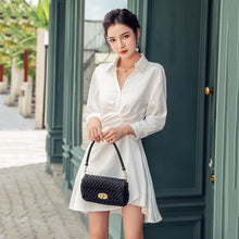 Load image into Gallery viewer, French Niche Waist Elegant Casual Dress Female 2021 Spring Fall Korean Women Temperament Was Thin Waist Shirt Dress Vestidos