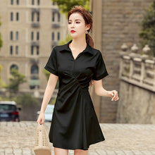 Load image into Gallery viewer, French Niche Waist Elegant Casual Dress Female 2021 Spring Fall Korean Women Temperament Was Thin Waist Shirt Dress Vestidos