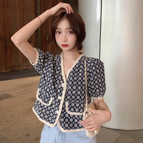French Retro Short Sleeves Top Women's Design Sense Short Shirt Summer 2021 New Graceful Puff Sleeve Shirt