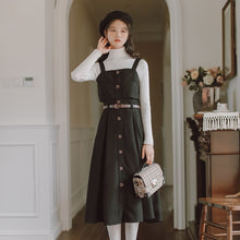 Load image into Gallery viewer, French Retro Strap Dress Women&#39;s Red Square Collar Elegant All-match Sleeveless Dress 2021 Spring Autumn Hot Sale Strap Dresses