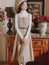 Load image into Gallery viewer, French Retro Strap Dress Women&#39;s Red Square Collar Elegant All-match Sleeveless Dress 2021 Spring Autumn Hot Sale Strap Dresses