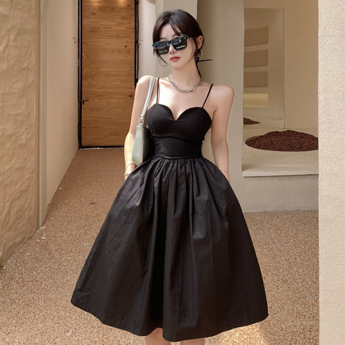 French Style Slim Waist Ball Gown Dress for Women Vintage Sleeveless Backless Elegant Party Vestidos Mujer Summer 2022 Robe