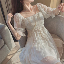 Load image into Gallery viewer, French Summer Dress Women White Puff Sleeve Korean Style Fairy Dress Lace Chiffon Japan Style Kawaii Elegant Vintage Dress 2021