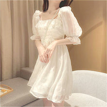 Load image into Gallery viewer, French Summer Dress Women White Puff Sleeve Korean Style Fairy Dress Lace Chiffon Japan Style Kawaii Elegant Vintage Dress 2021