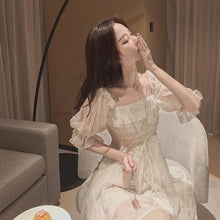 Load image into Gallery viewer, French Summer Dress Women White Puff Sleeve Korean Style Fairy Dress Lace Chiffon Japan Style Kawaii Elegant Vintage Dress 2021