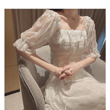Load image into Gallery viewer, French Summer Dress Women White Puff Sleeve Korean Style Fairy Dress Lace Chiffon Japan Style Kawaii Elegant Vintage Dress 2021