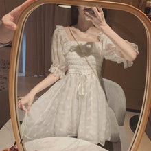 Load image into Gallery viewer, French Summer Dress Women White Puff Sleeve Korean Style Fairy Dress Lace Chiffon Japan Style Kawaii Elegant Vintage Dress 2021