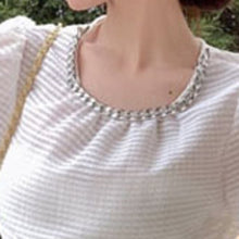 Load image into Gallery viewer, French Summer Women Vintage White Black Dresses Fashion Holiday Puff Sleeve Sexy Hollow Out Waist Party Robe Chain Slim Vestidos