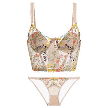 Load image into Gallery viewer, French Ultra Thin Lace Embroidery Lingerie Sexy Underwie Push Up Bra Set Romantic Flowers Fish Bone Body Shaper Top and Panties