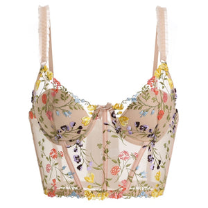 French Ultra Thin Lace Embroidery Lingerie Sexy Underwie Push Up Bra Set Romantic Flowers Fish Bone Body Shaper Top and Panties