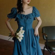 Load image into Gallery viewer, French Vintage Dress Women Casual Puff Sleeve One Piece Dress Retro Gothic Fairy Midi White Dress Female Evening Party Chic