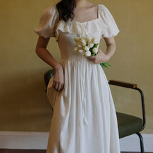 Load image into Gallery viewer, French Vintage Dress Women Casual Puff Sleeve One Piece Dress Retro Gothic Fairy Midi White Dress Female Evening Party Chic