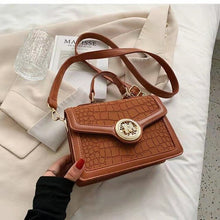 Load image into Gallery viewer, Frosted stitching crocodile pattern PU trend small round lock single shoulder messenger portable small square bag