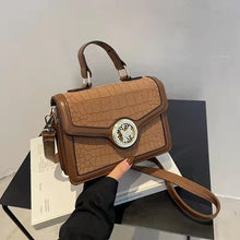 Load image into Gallery viewer, Frosted stitching crocodile pattern PU trend small round lock single shoulder messenger portable small square bag