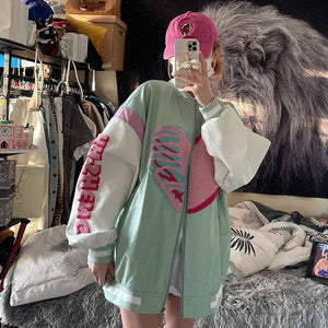 Funny Bone Print Hoodie With Zipper Women Sweatshirt  Spring Oversized Hoodie For Girl Outerwear Plus Size Punk Clothes Tops